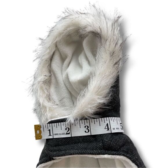 Dog Puffer Gray Tweed Cinched Waist with Fur Trimmed Hood • Size Small • NWT - Picture 10 of 13